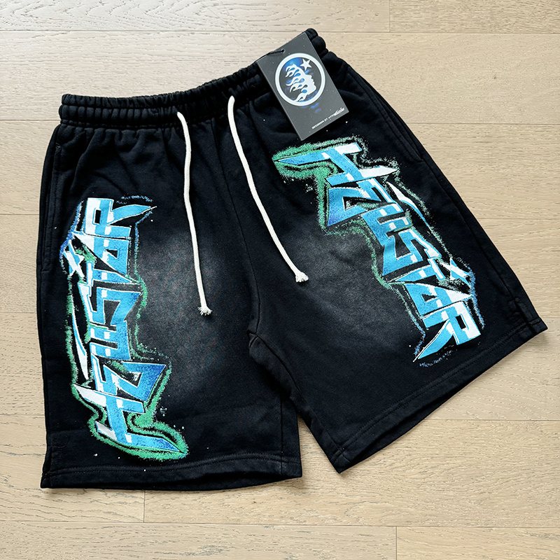 Hellstar Washed Splatter Graphic Shorts — context