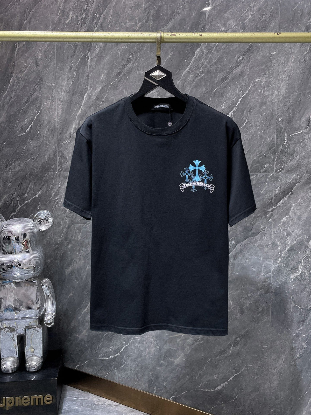 Chrome Hearts Blue Floral Cross Graphic T-Shirt — hero