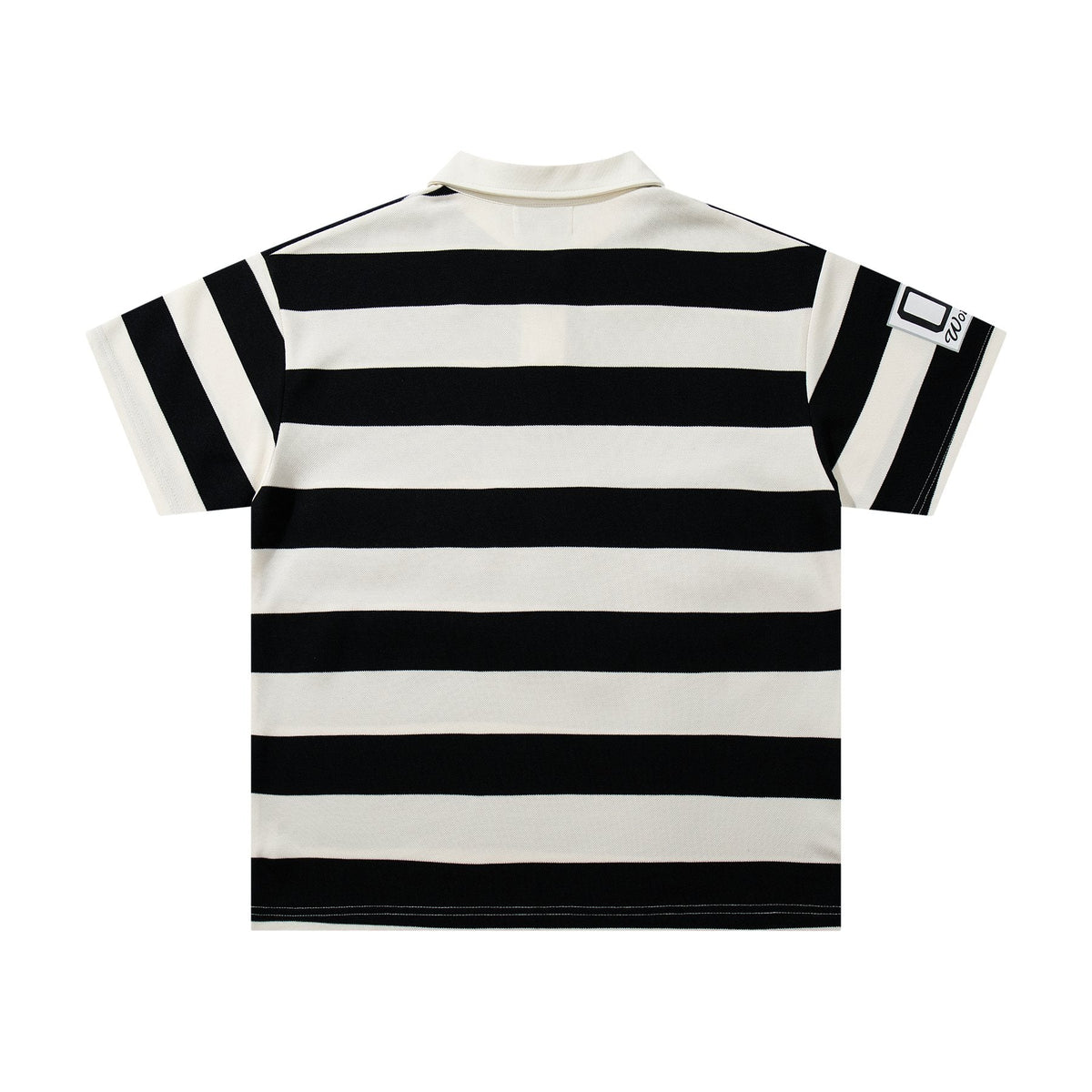 MAJESTIK Striped Crest Graphic Polo Shirt — back