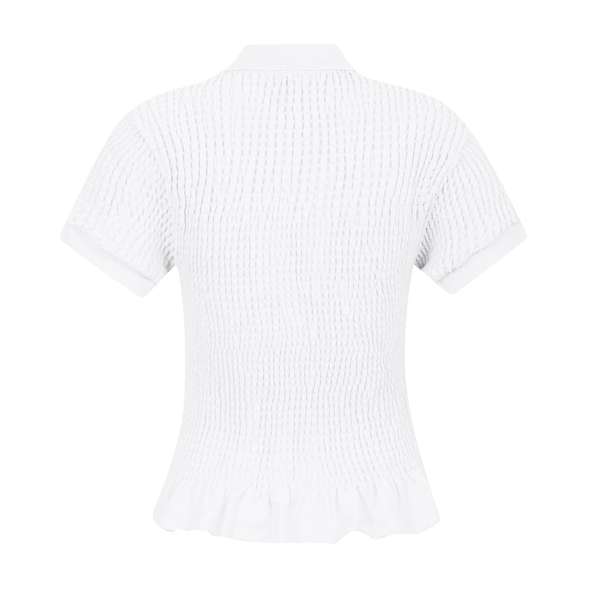 Test2-Ralph Lauren Ruffled-Hem Piqué Polo Top — back